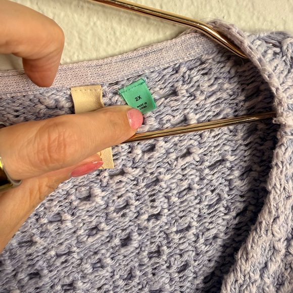 Anthropologie Pilcro Christian V-Neck Cotton Knit Sweater Lavender Size 2x - Picture 8 of 8